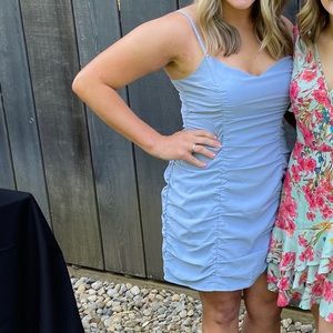Abercrombie & Fitch ruched light blue cocktail dress, size large